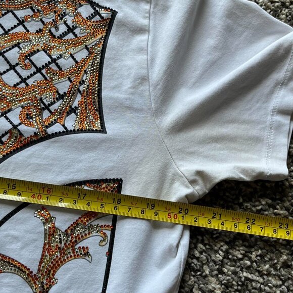 Avenue George V Paris White Y2K Studded Shirt Men Large Streetwear Casual Tee - Picture 7 of 8